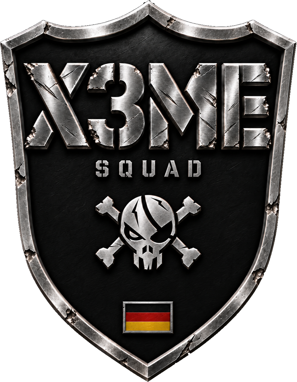 X3ME Squad, Metallwappen mit Totenkopf und Deutschlandflagge
